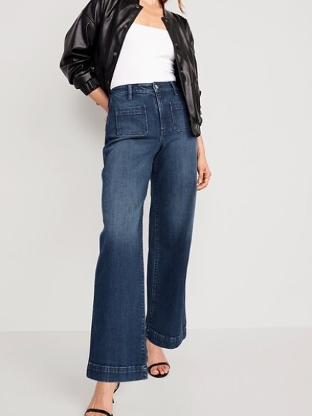 Wide Leg 11” High-Rise Dark Blue Jeans Size 4